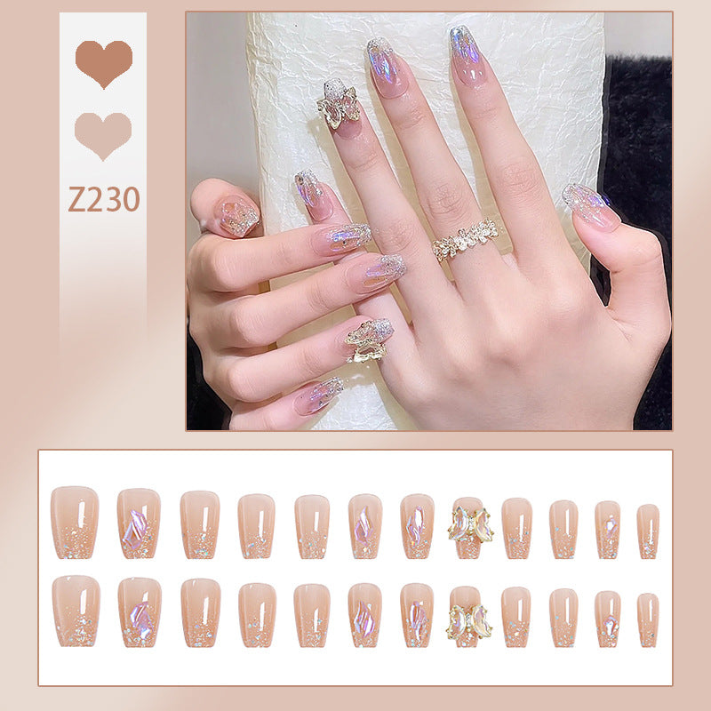 Kunstnagelset mit Glitzer- und 3D-Schmetterlingsverzierungen Karnz