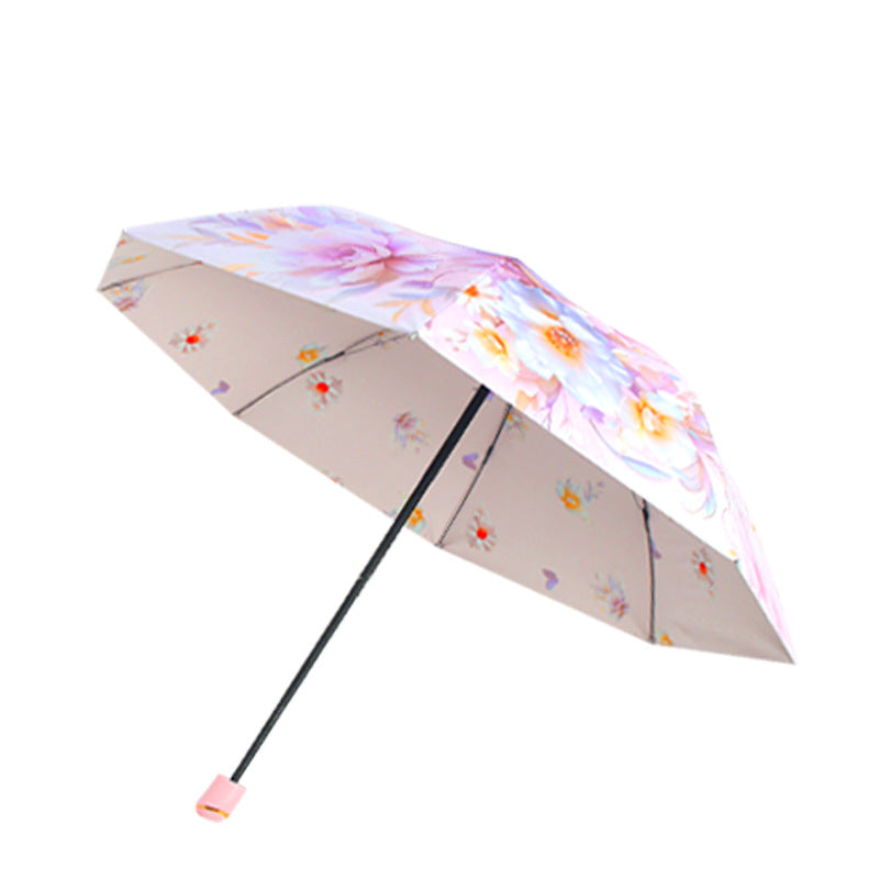 Damen eleganter Falt-Regenschirm mit floralen Motiven Karnz