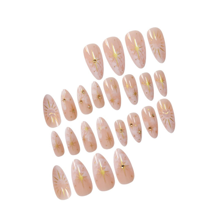Stiletto Nagelkunstverlängerungen mit himmlischem Design Karnz