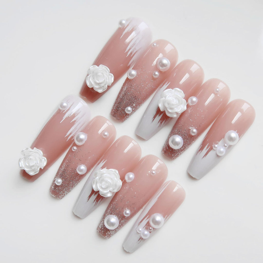 Dekoratives Langes Press-On Nagelkunst Set