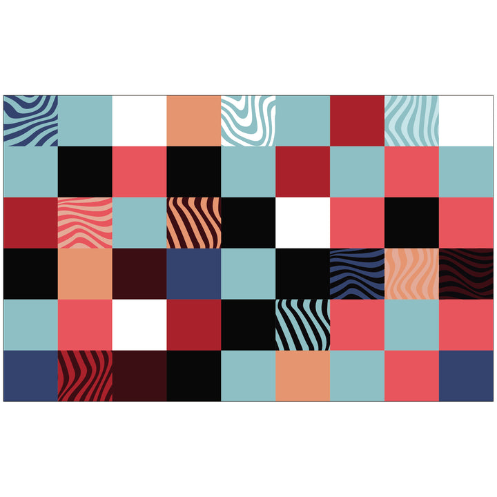 Absorbent Non-Slip Checkerboard Microfiber Bath and Door Mat