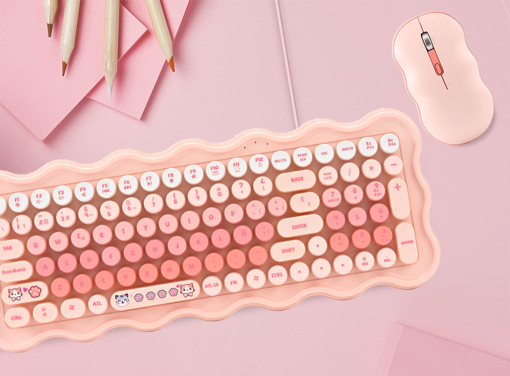 Süßes ästhetisches kabelloses Tastatur- und Maus-Set Karnz