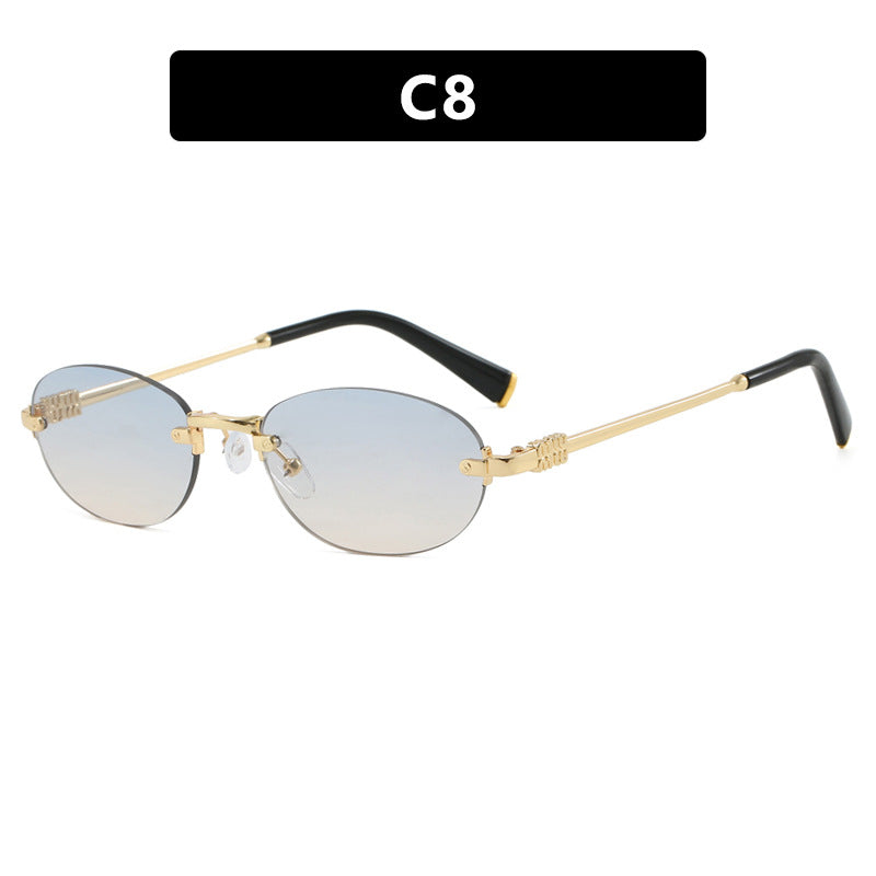 Damen modische Sonnenbrille mit ovalem Rahmen und edlen Akzenten Karnz