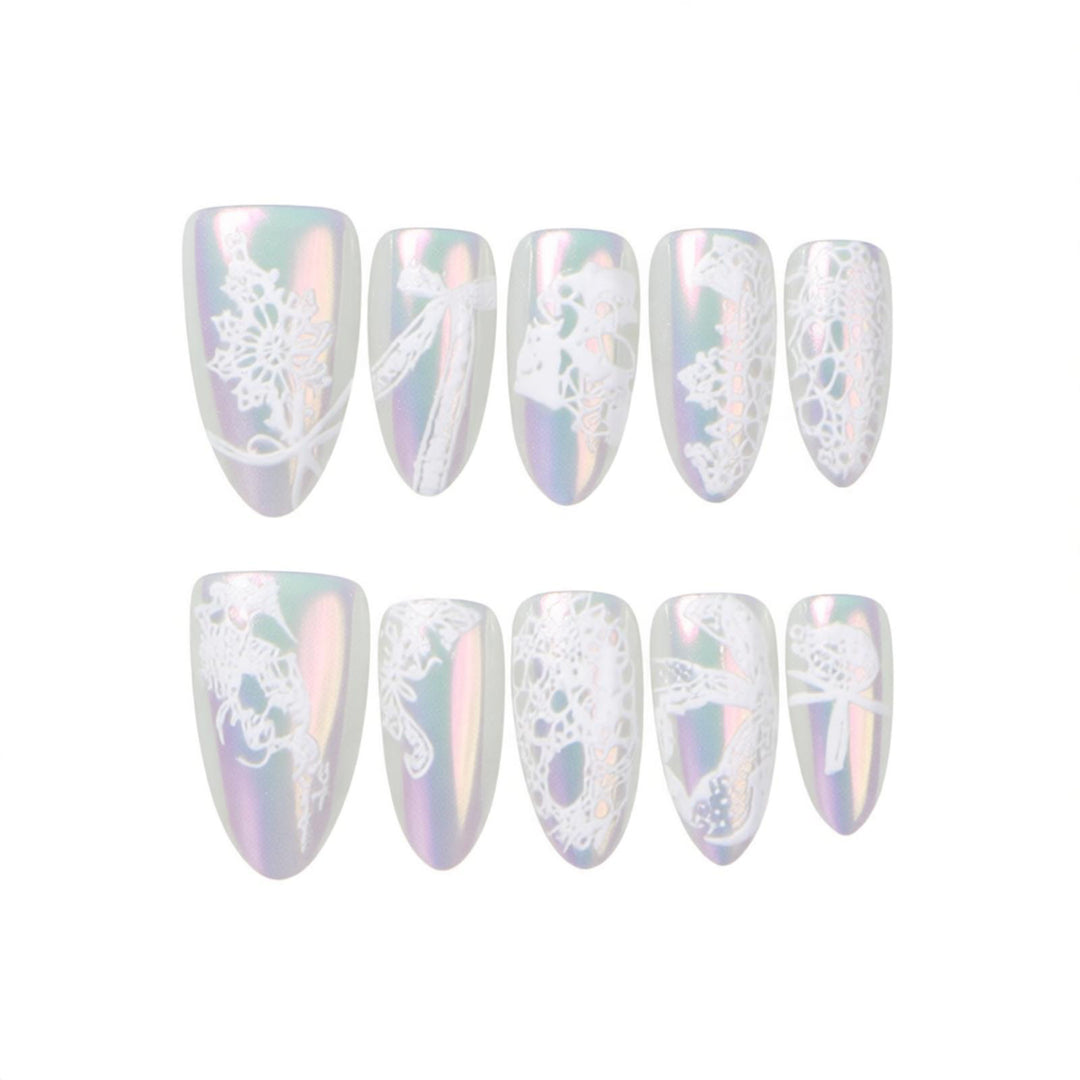 Elegantes Spitzen-Presse-On-Nagelkunst-Set Karnz