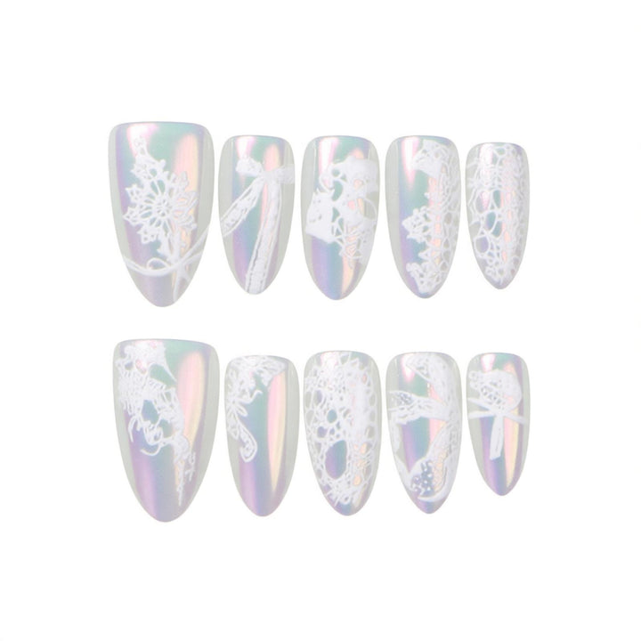Elegantes Spitzen-Presse-On-Nagelkunst-Set Karnz