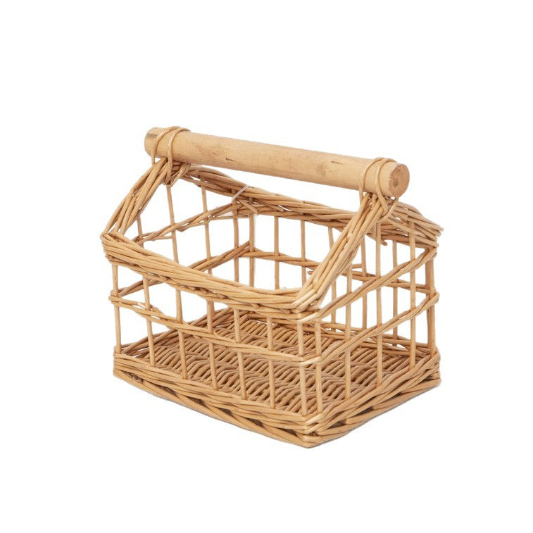 Handgefertigter Aufbewahrungskorb mit Holzgriff Karnz