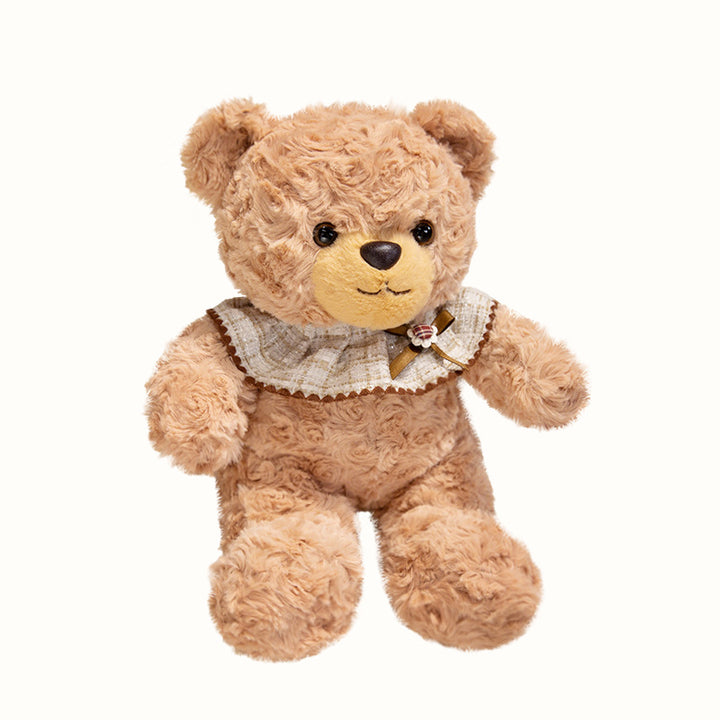 Locken-Fell Teddybär mit Rüschenschal und gestickter Nase Karnz