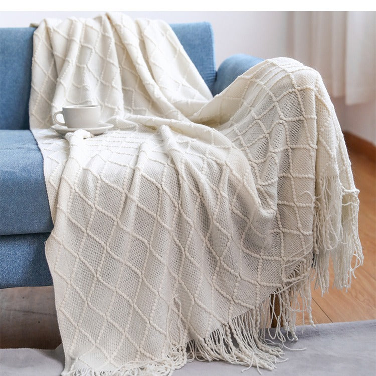 Gemütliche gestrickte Wurfdecke