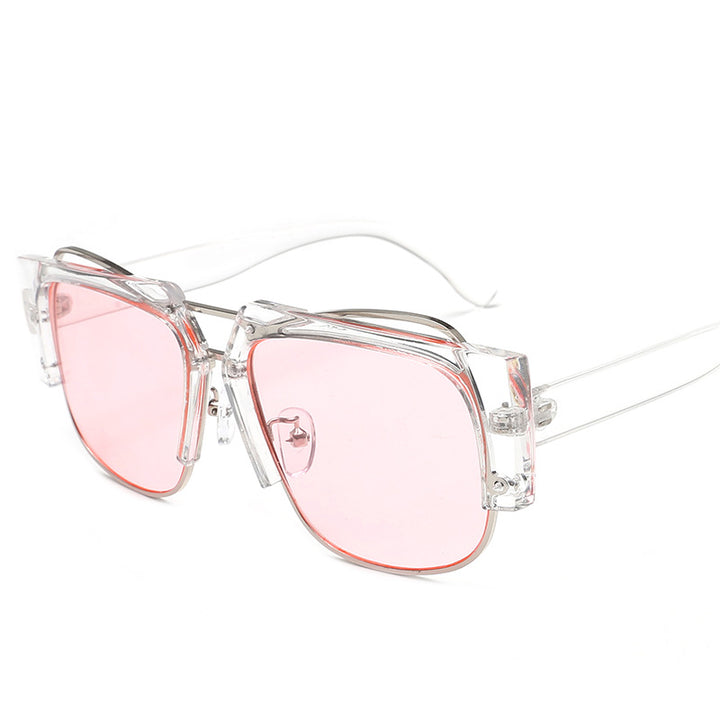 Damen Modische quadratische Sonnenbrille mit einzigartigem Kettendesign Karnz