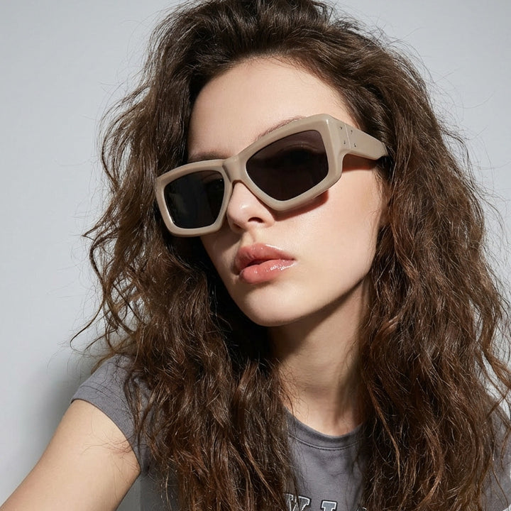 Damen oversized geometrische Sonnenbrille mit modernem Rahmen Karnz