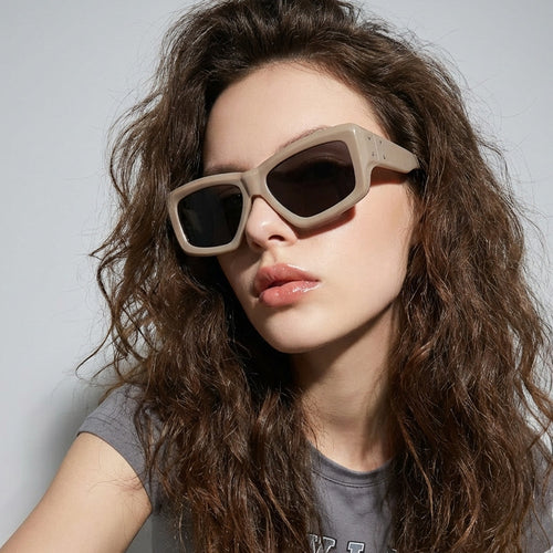 Damen oversized geometrische Sonnenbrille mit modernem Rahmen Karnz