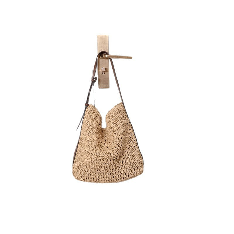 Damen Handtasche aus hochwertigem Makramee mit Lederakzent Karnz