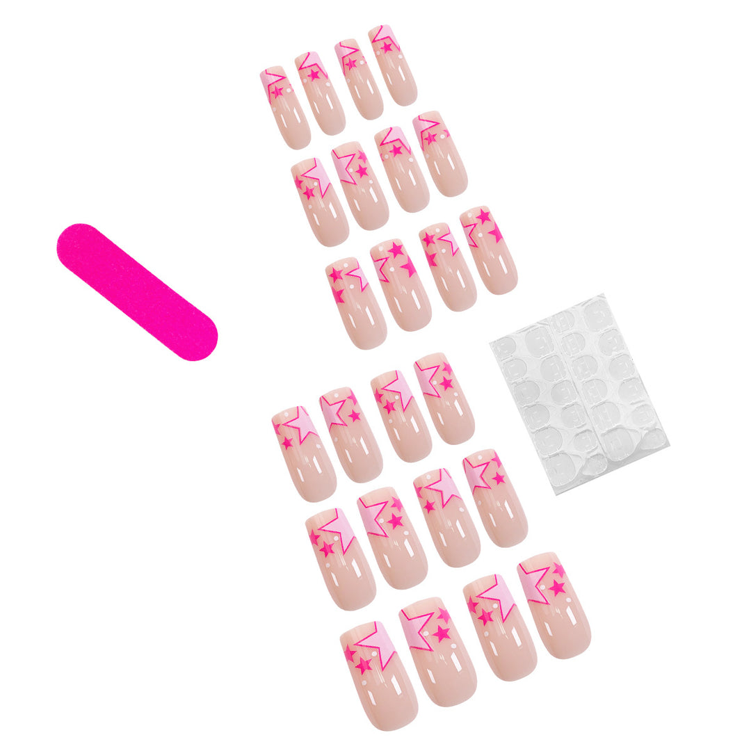 Kunstvolle Nagelkunst mit neonfarbenen Sternen Karnz