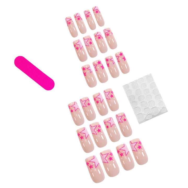 Kunstvolle Nagelkunst mit neonfarbenen Sternen Karnz