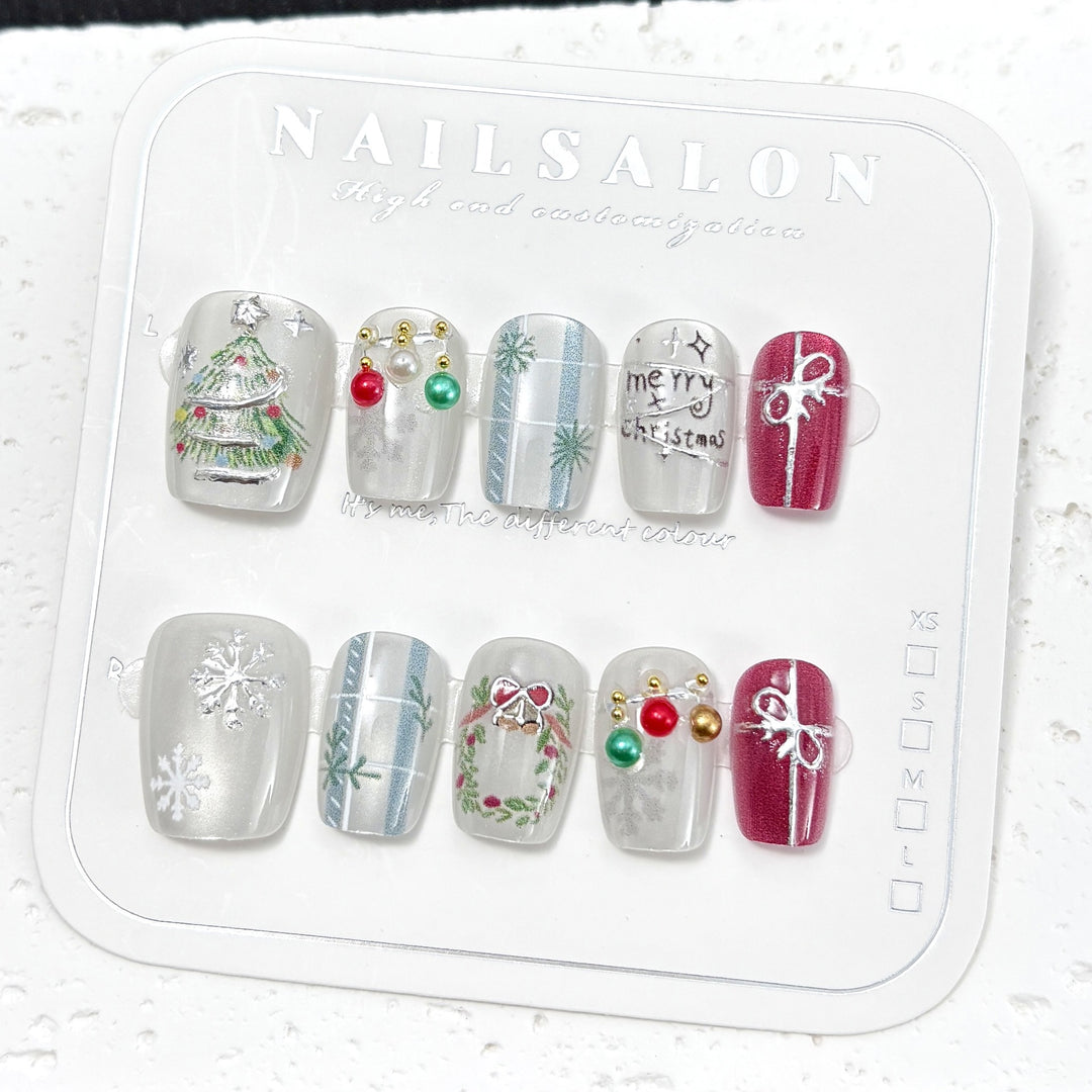 Festliches winterliches Press-On-Nagelset
