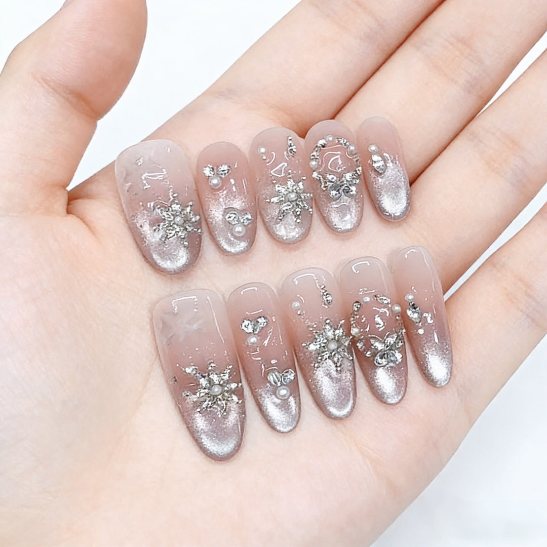 Glitzerndes dekoratives Press-On-Nagel-Set Karnz