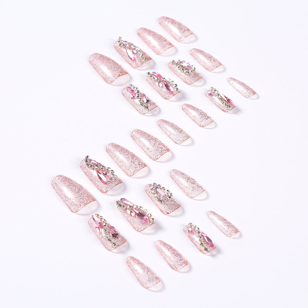 Glamouröse mit Strass verzierte Press-On-Nagelspitzen Karnz
