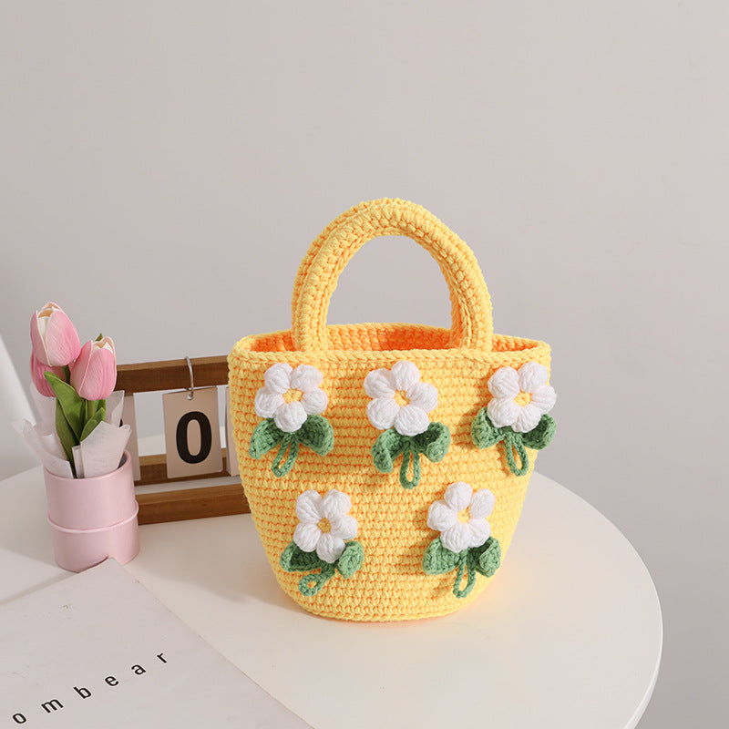 Damen Gehäkelte Handtasche mit Blumenakzenten Karnz