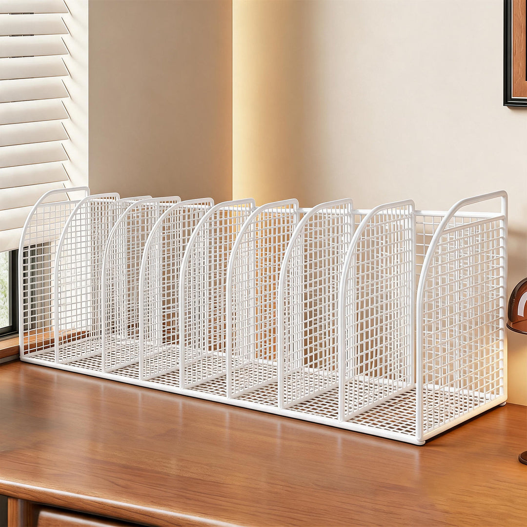 Langer Multi-Slot Desktop-Datei- und Ordner-Organizer mit Stift- und Zubehörhalter