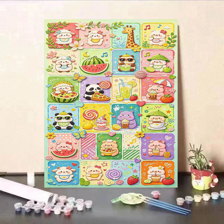 Buntes tierisches DIY Malen nach Zahlen Set Karnz