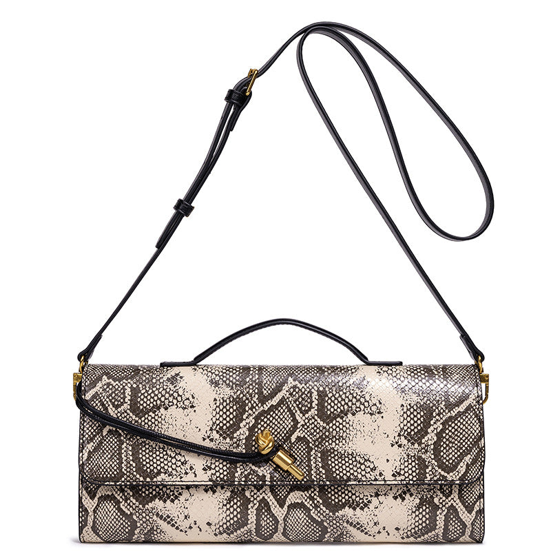 Elegante Texturierte Schlangenleder Abendclutch Karnz