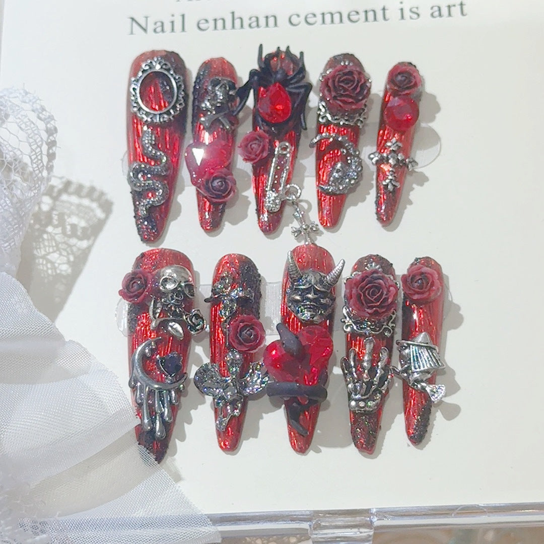 Gothic-inspiriertes 3D-Nagelkunst-Set