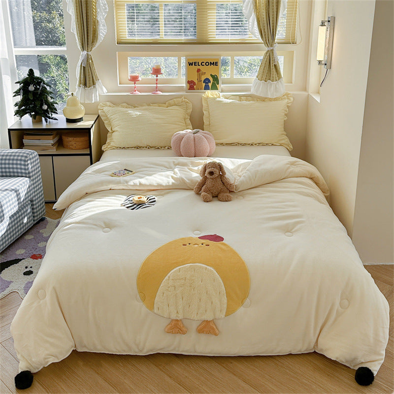 Plüsch Applikation Teddy Mikrofaser Bettbezug Set