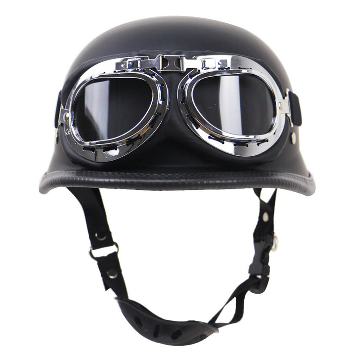 Vintage-Motorradhelm mit schützenden Goggles Karnz