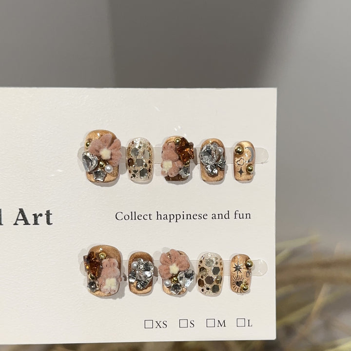 Künstlerisches floral verziertes Press-On-Nagelset