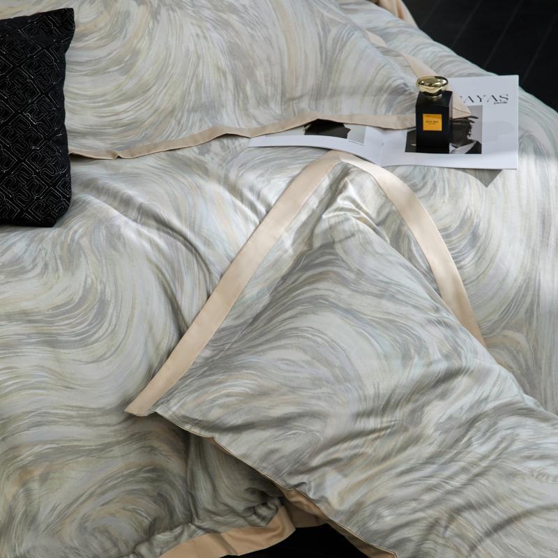 Marmor-Effekt Baumwollsatin Wendebettwäsche Set mit verdecktem Verschluss & Kissenbezügen