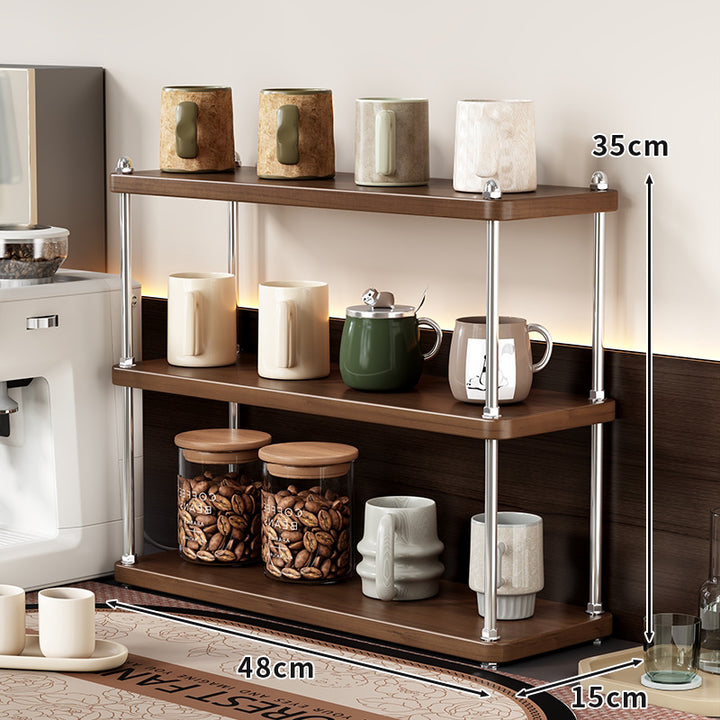 Theke Drei-Tier Kaffee Station Organizer Regal mit Edelstahl Stangen