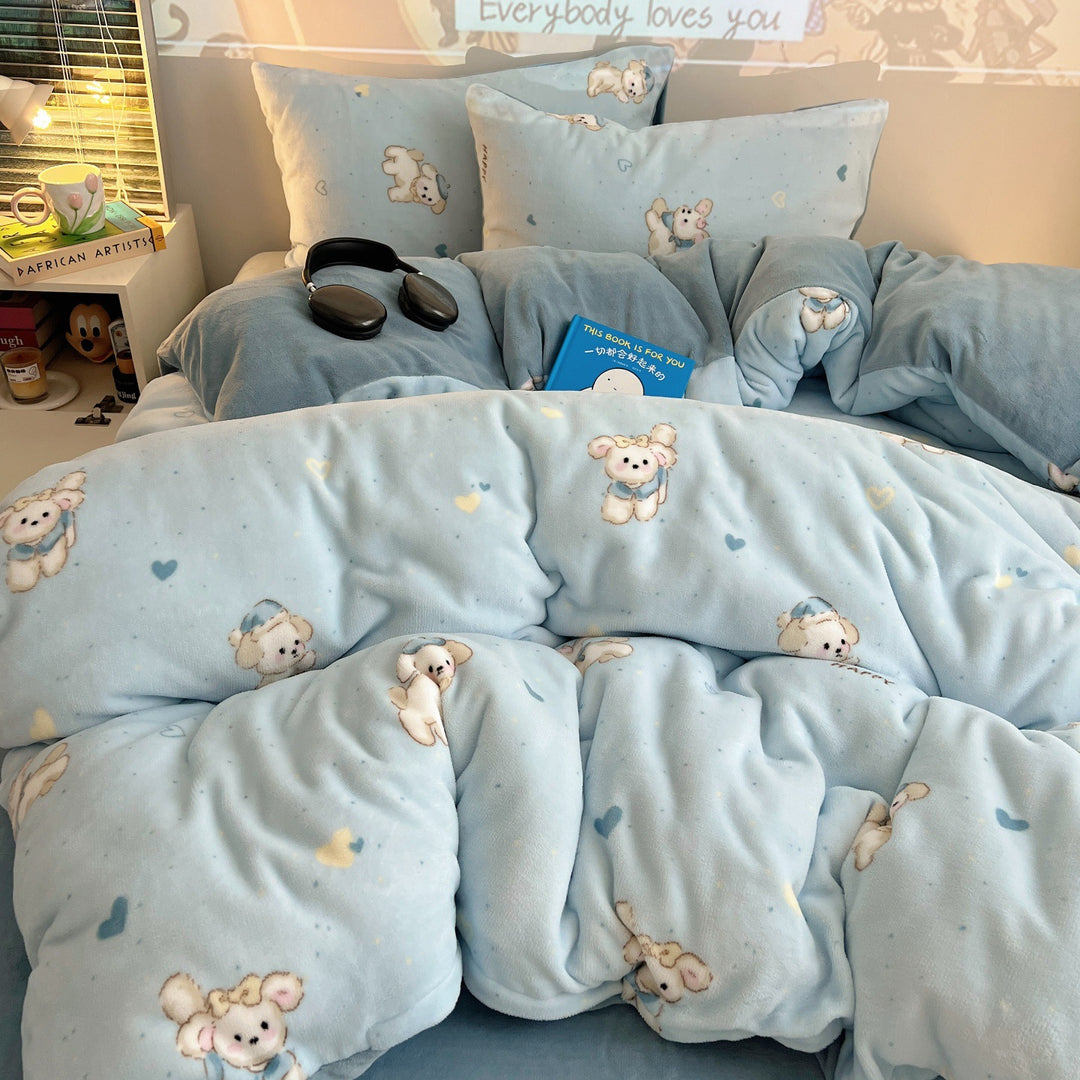 Cartoon-Themen Fleece Bettbezug Set