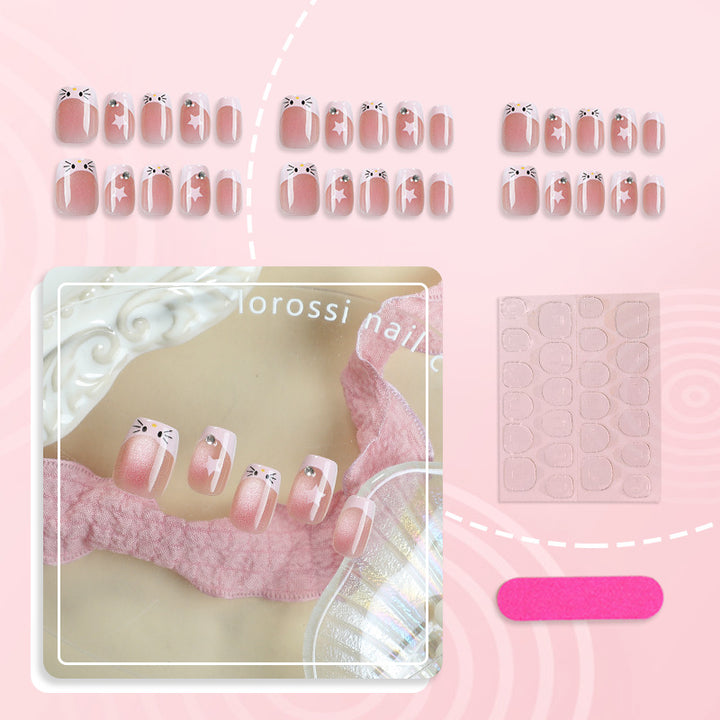 Künstlerisches katzenmotiviertes Press-On-Nagelset