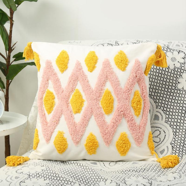 Boho Texturiertes Chevron Quasten-Wurfkissenbezug