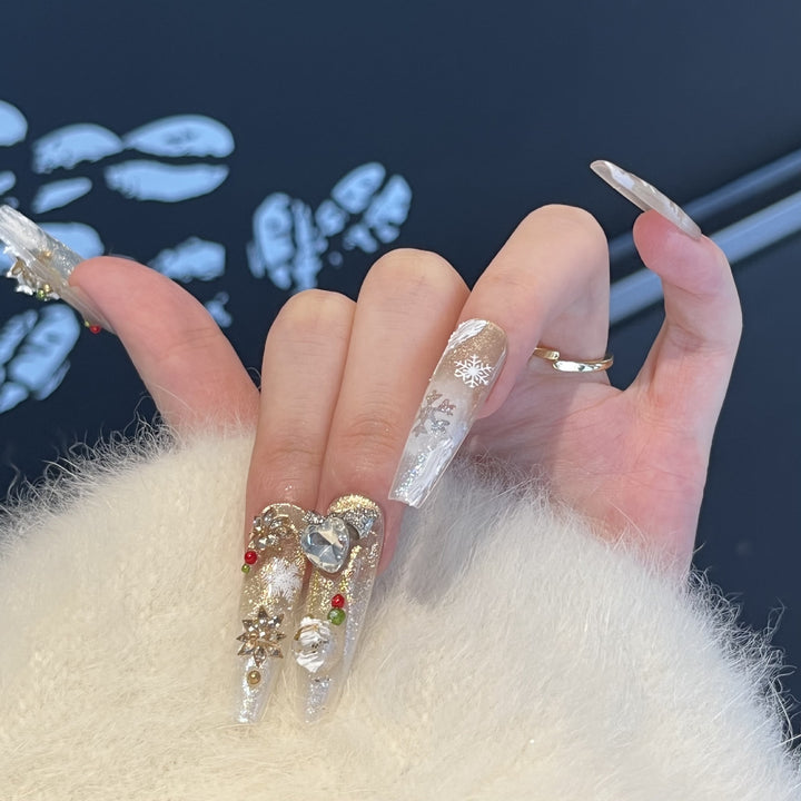 Festliche Glamour Stiletto Press-On Nagelkunst Set Karnz