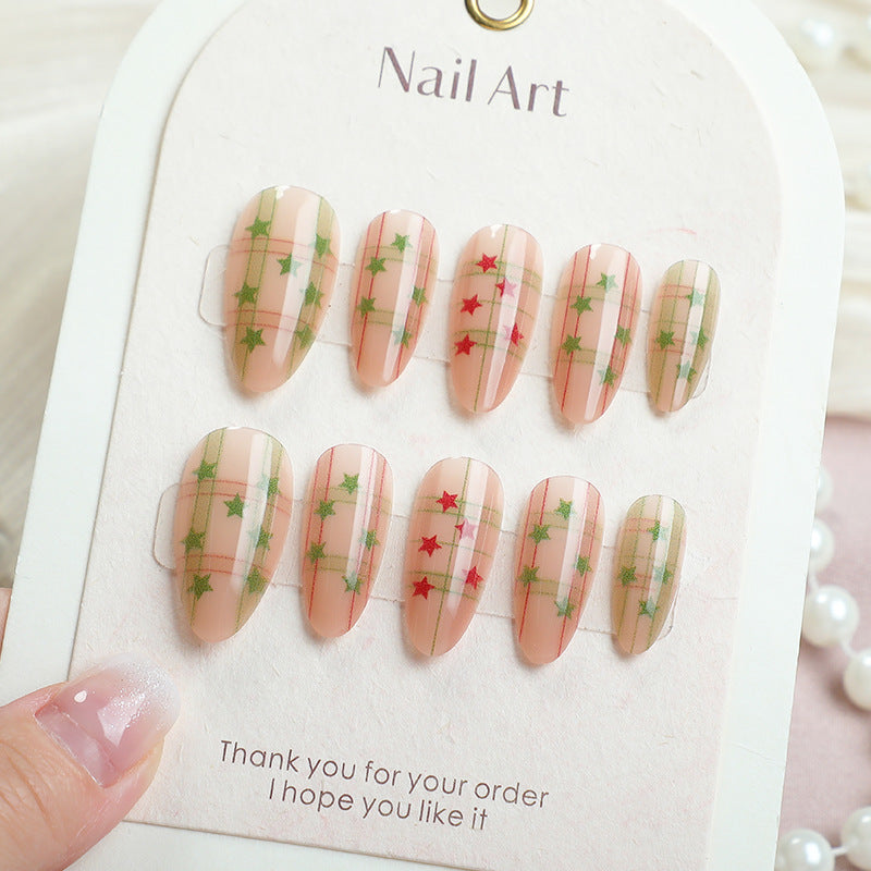 Musterte Press-On Nagelkunst Set