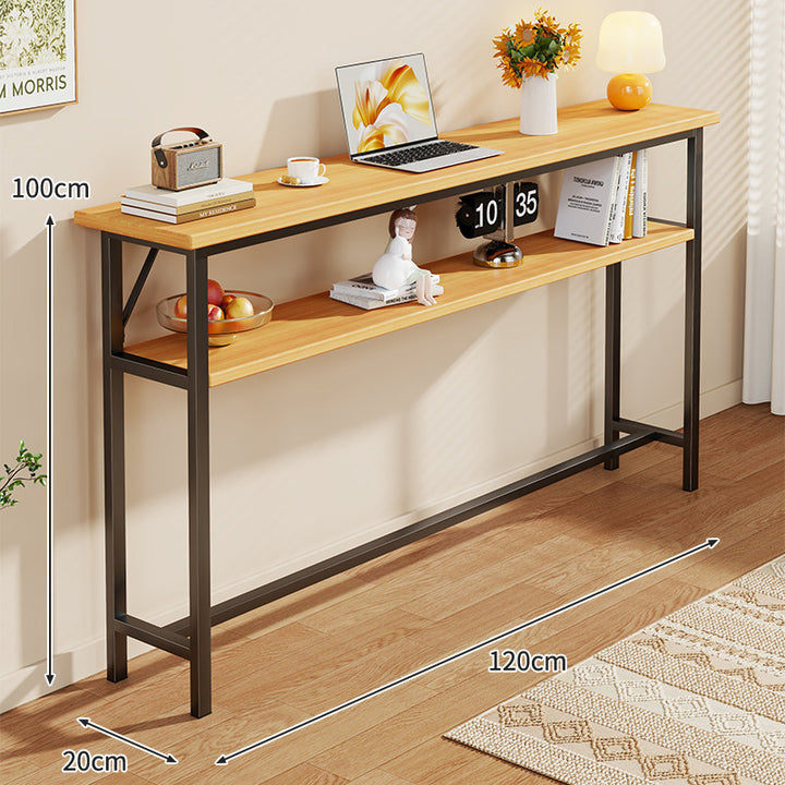 Slim Industrial Konsolentisch mit Holzplatte und Stahlrahmen