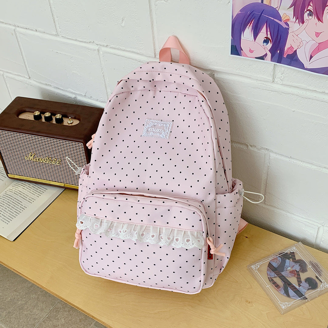 Verspieltes Pünktchenmuster Schulrucksack Karnz