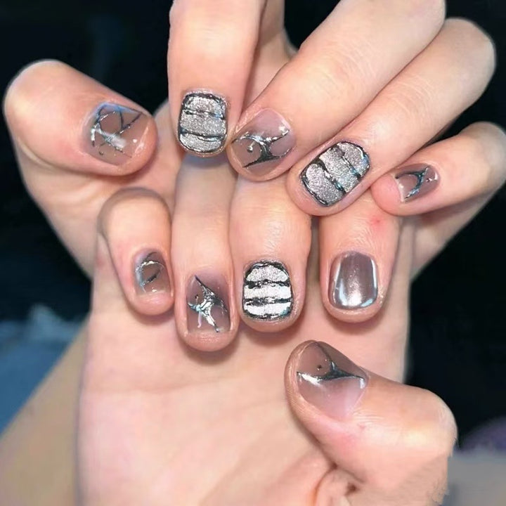 Elegantes abstraktes Press-On-Nagelkunst-Set Karnz