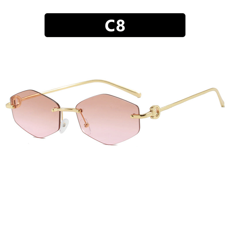 Damen modische Sonnenbrille mit hexagonalem Gestell und luxuriösen Akzenten Karnz