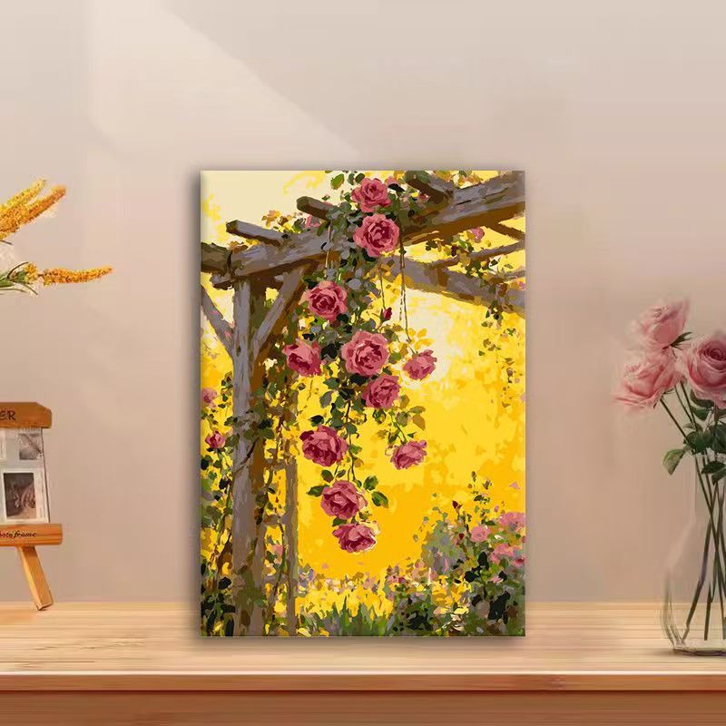 Blumengemustertes Leinwand-Wandkunst Karnz