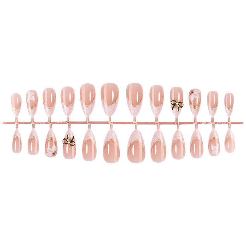 Elegantes Press-On Nail Art Set mit dekorativen Schleifenakzenten Karnz