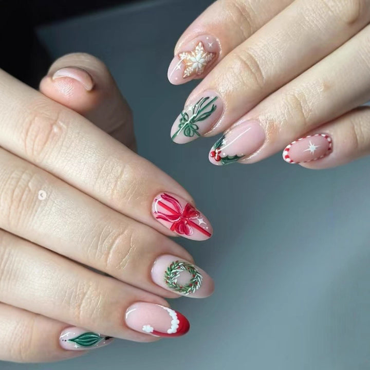 Weihnachts-Themen Dekorative Press-On Nagelkunst Set