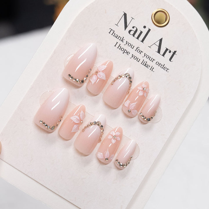 Blumenverzierte Press-On Nagelkunstset
