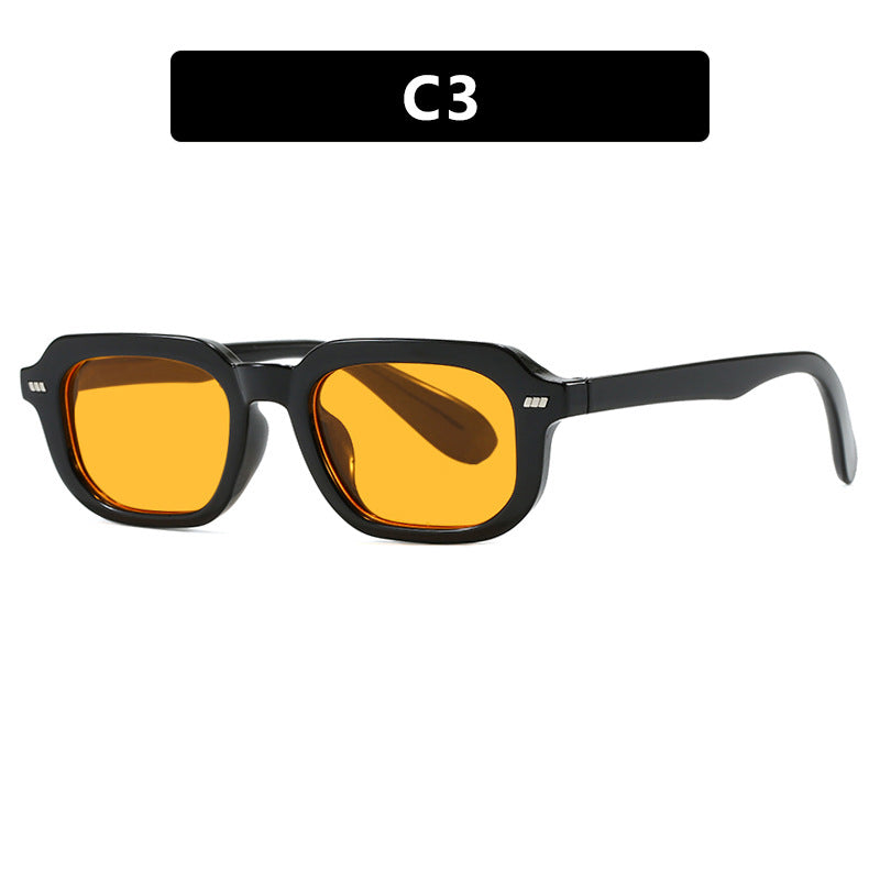 Damen quadratische Sonnenbrille mit hochglänzendem transparentem Rahmen und polarisierenden Gläsern Karnz