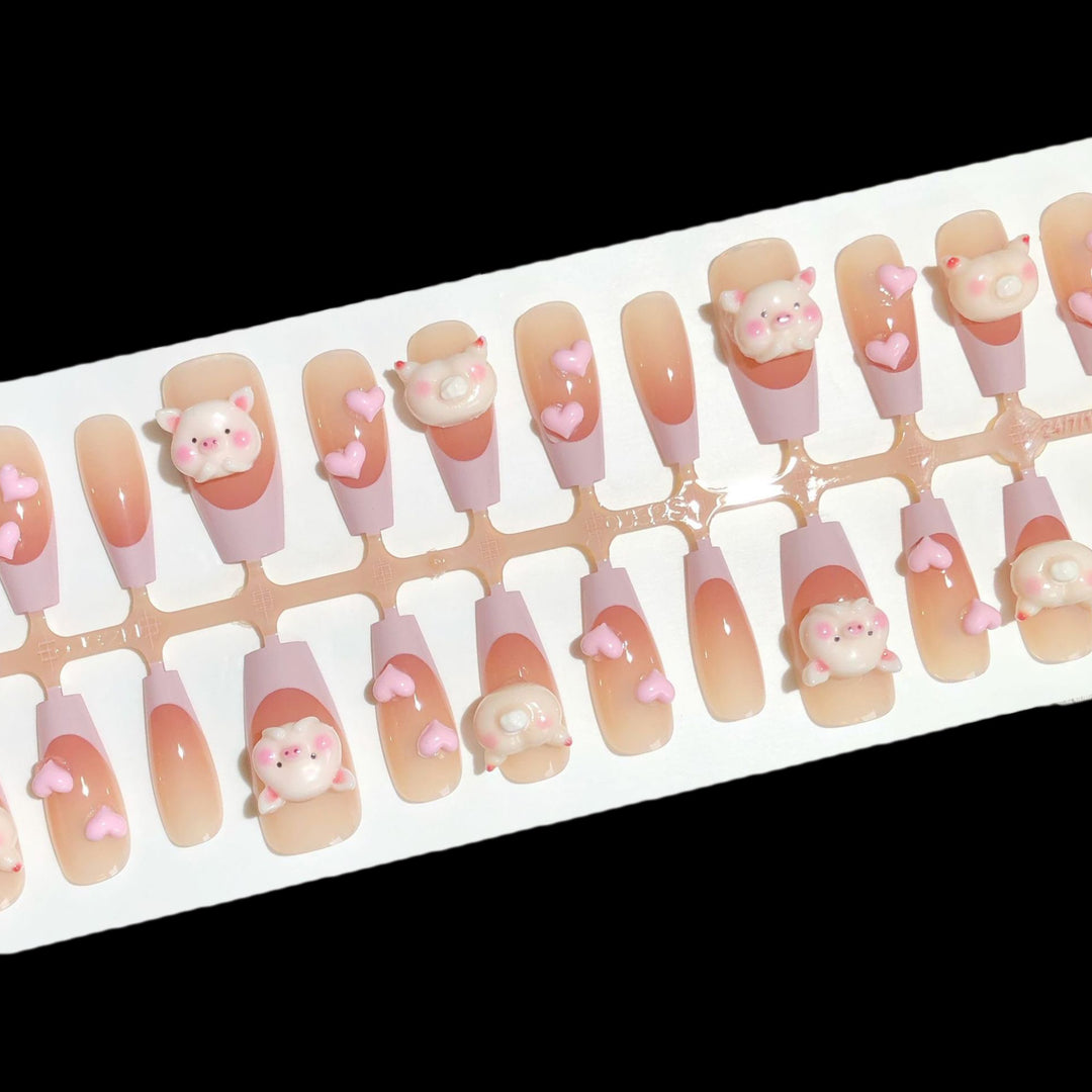 Charmantes Tier-Motiv Press-On Nagelset