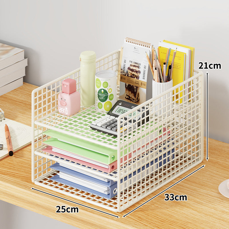 Mesh Zwei-Ebenen Schreibtisch Dokumenten- und Schreibwaren-Organizer