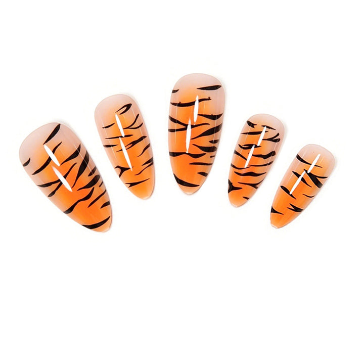 Stylische Tigerprint-Stiletto-Press-On-Nägel Karnz