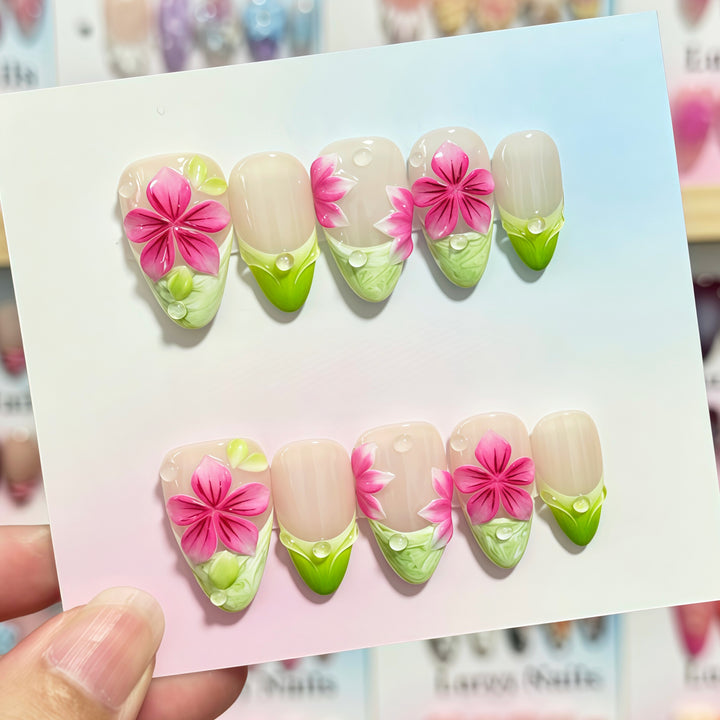 Florale Kunst Druck Nägel Set