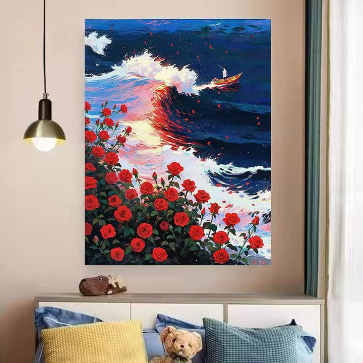 Herz- und Blumenwirbel Leinwandkunstwerk Karnz